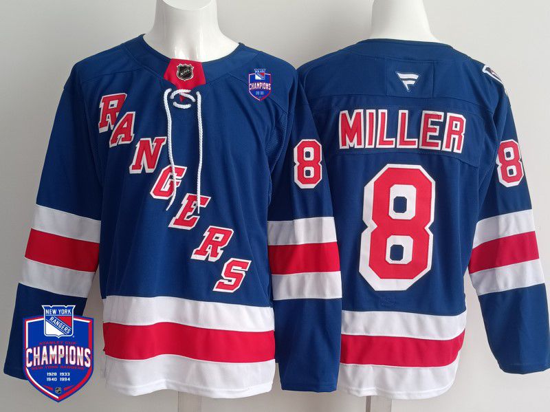 Men New York Rangers #8 Miller Blue 2025 Fanatics Home Premium NHL Jersey style 1